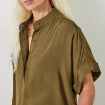 Khaki Anika Short Sleeve Blouse