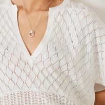 White Adeena Pointelle Stitch Knitted Tee
