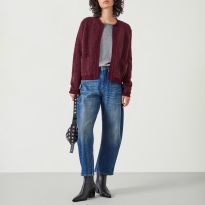 Burgundy Tai Boucle Edge to Edge Cardigan