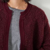 Burgundy Tai Boucle Edge to Edge Cardigan