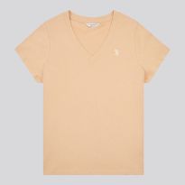Orange Cotton V-Neck T-Shirt