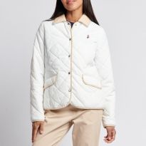 White Diamond Quilted Collared Jacket