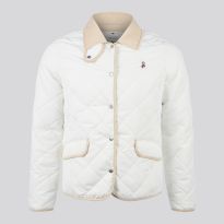 White Diamond Quilted Collared Jacket