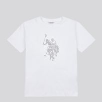 White Large DHM Print Cotton T-Shirt