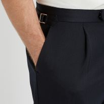 Navy Harvey Pleated Trousers