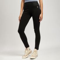 Black Elastic Waistband Stretch Leggings