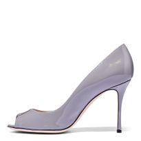 Grey Patent Peep Toe Pump Heels