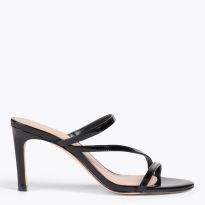 Stuart Weitzman Black Leather Dancer 80 Slip On Heeled