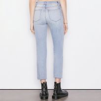 Light Blue Le High Straight Raw Edge Stretch Jeans