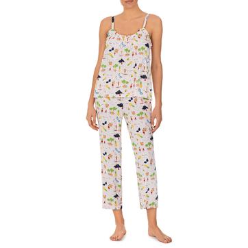 White Holiday Print Long Pyjama Set
