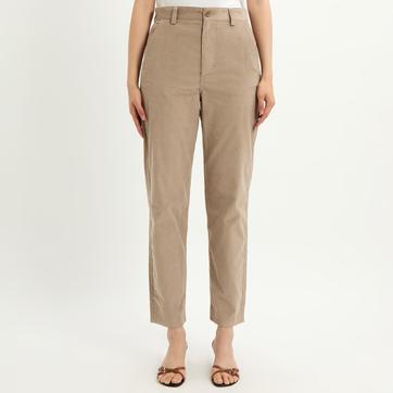 Beige Khloe Cord Cotton Chinos