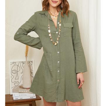 Green Linen Dress