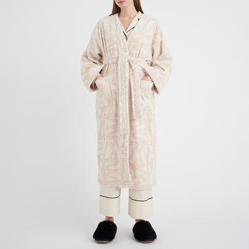 Cream/Beige Pattern Cozyl Cotton Bathrobe