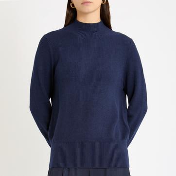 Navy Glory High Neck Cashmere Blend Jumper