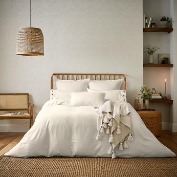Pure Linen Cotton, Super King Duvet Cover, White