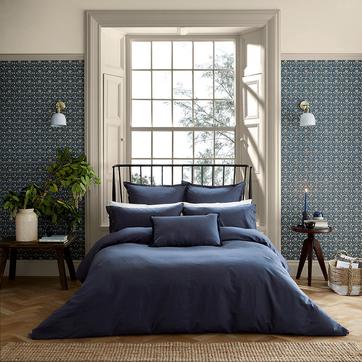 Linen Cotton, Double Duvet Cover, Blue