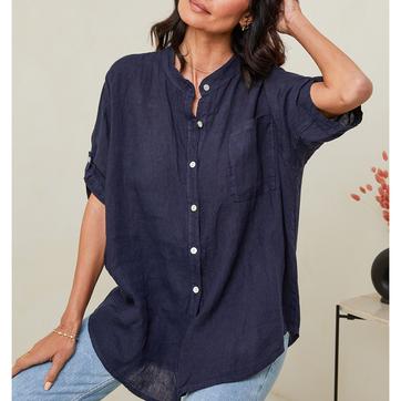 Navy Linen Shirt