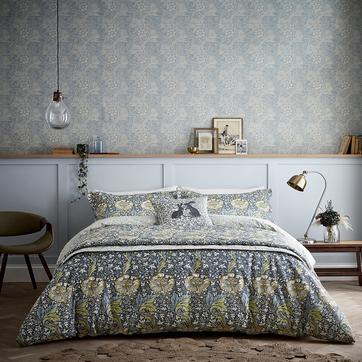 Kennet Double Duvet Cover Set, Indigo & Gold