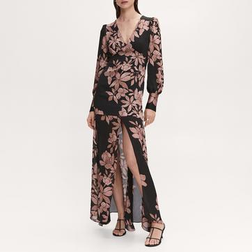 Black Floral Chiffon Dress