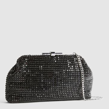 Black Adaline Crystal Clutch Bag