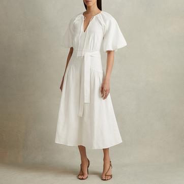 White Alice Linen Blend Dress