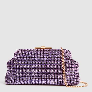 Purple Adaline Crystal Clutch Bag