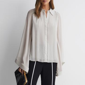 Beige Magda Pleated Blouse
