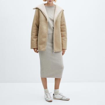 Beige Double-Sided Zipper Coat