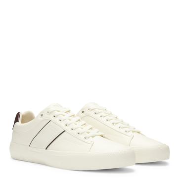 White Contrast Sole Leather Trainers