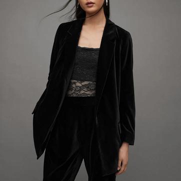Black Aleida Velvet Blazer
