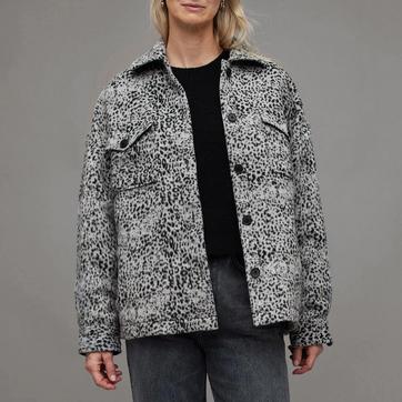 Black Luella Animal Print Wool Blend Jacket