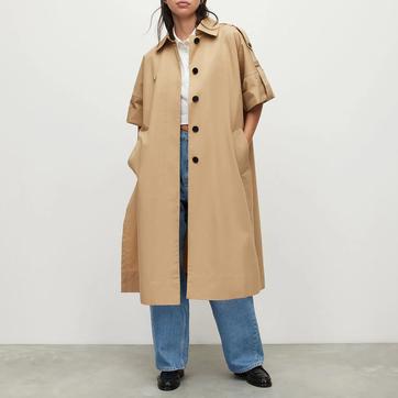 Camel Tina Longline Cotton Trench Coat