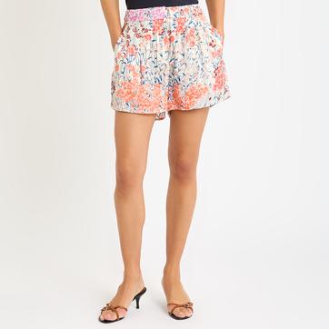 Coral Penelope Floral Print Shorts