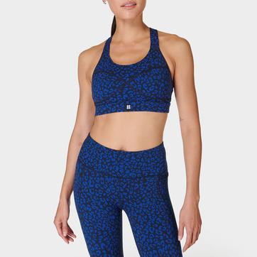 Power Medium Support Sports Bra - Blue Painted Animal Print