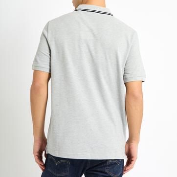 Grey Tipping Collar Cotton Polo Shirt