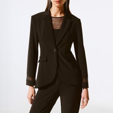 Black Fitted Net Detail Blazeer