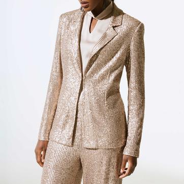 Gold Sequin Fitted Blazer