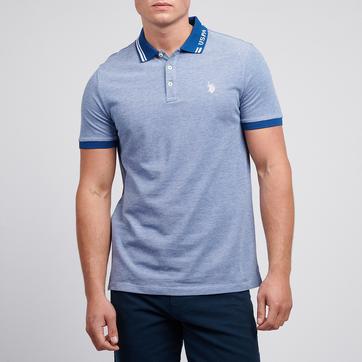 Blue Two Tone Cotton Pique Polo Top