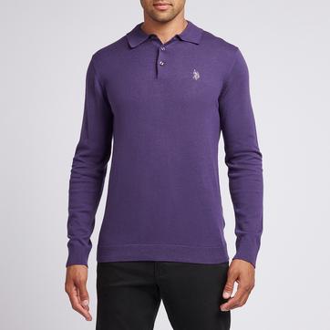 Purple Long Sleeve Knitted Polo