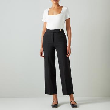 Black Wide Leg Tailored Crop Trousers
