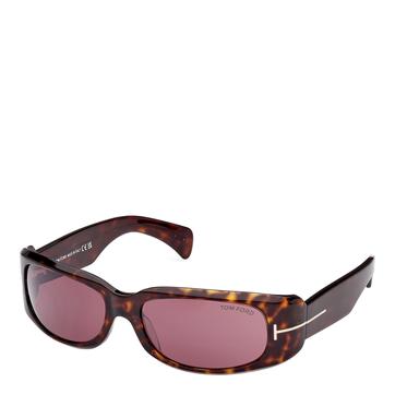 Unisex Rectangular Havana Sunglasses 59mm
