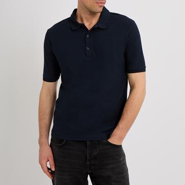 Navy Ancrum Pique Cotton Polo Shirt
