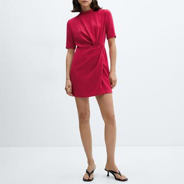 Fuchsia Draped Detail Dress