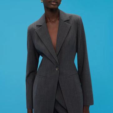 Dark Grey Mia Elongated Waist Blazer 