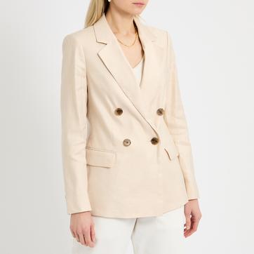 Stone Hollie Double Breasted Linen Blazer