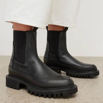 Black Harlee Chunky Leather Boots