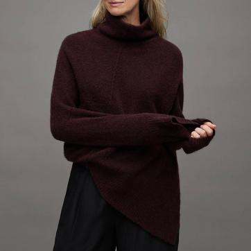 Burgundy Lock Oversized Wool Blend Jumper