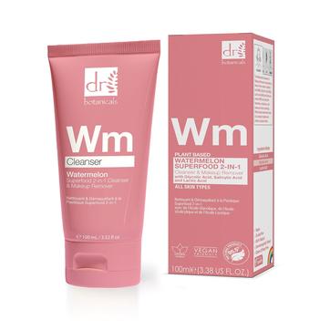 Dr Botanicals Watermelon Superfood 2-in-1 Cleanser & Makeup Remover with Glycolic Acid, Salicylic Acid & Lactic Acid 100ml