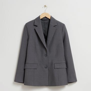 Slate Wool Blend Straight Blazer