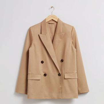 Tan Linen Blend Relaxed Blazer